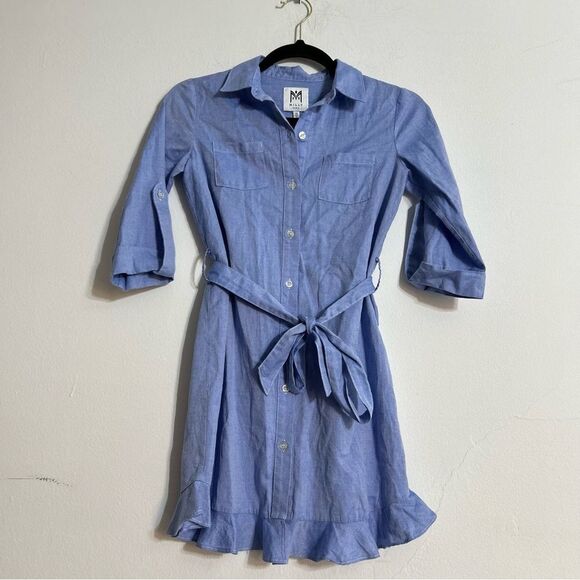 Milly Minis Girl's Chambray Button Front Long Sleeve Shirt Dress Blue Size 10 - Picture 1 of 9